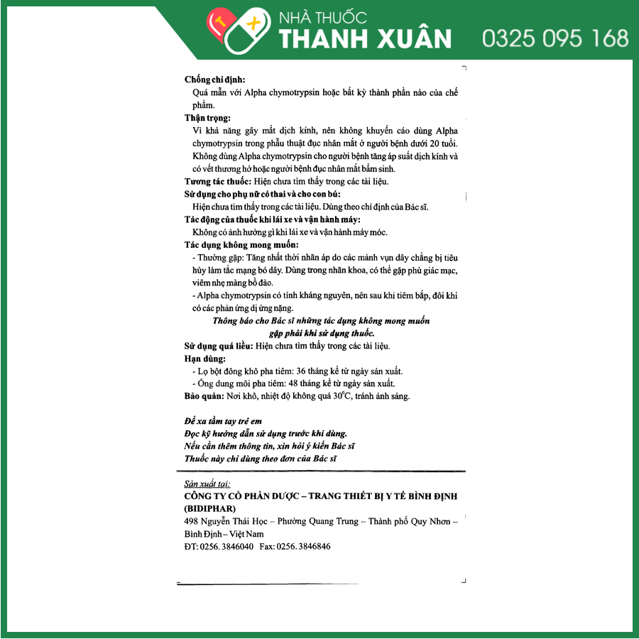 α-Chymotrypsin 5000 thuốc điều trị phù nề sau chấn thương, phẫu thuật